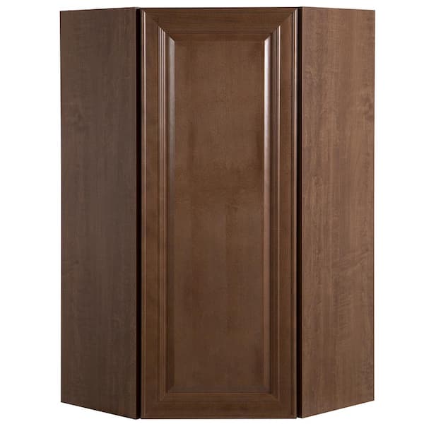 Benton Assembled 23.64x42x11.75 in. Corner Wall Cabinet in Butterscotch