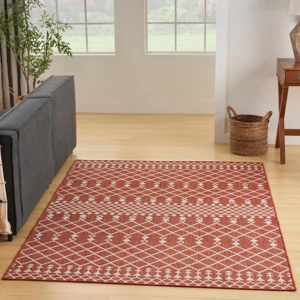 Positano Terracotta 5 ft. x 7 ft. Moroccan Contemporary Area Rug