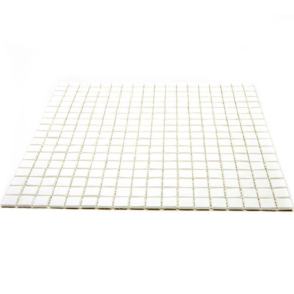 Baby Powder White Iridescent Glass Mosaic Wall and Floor Tile