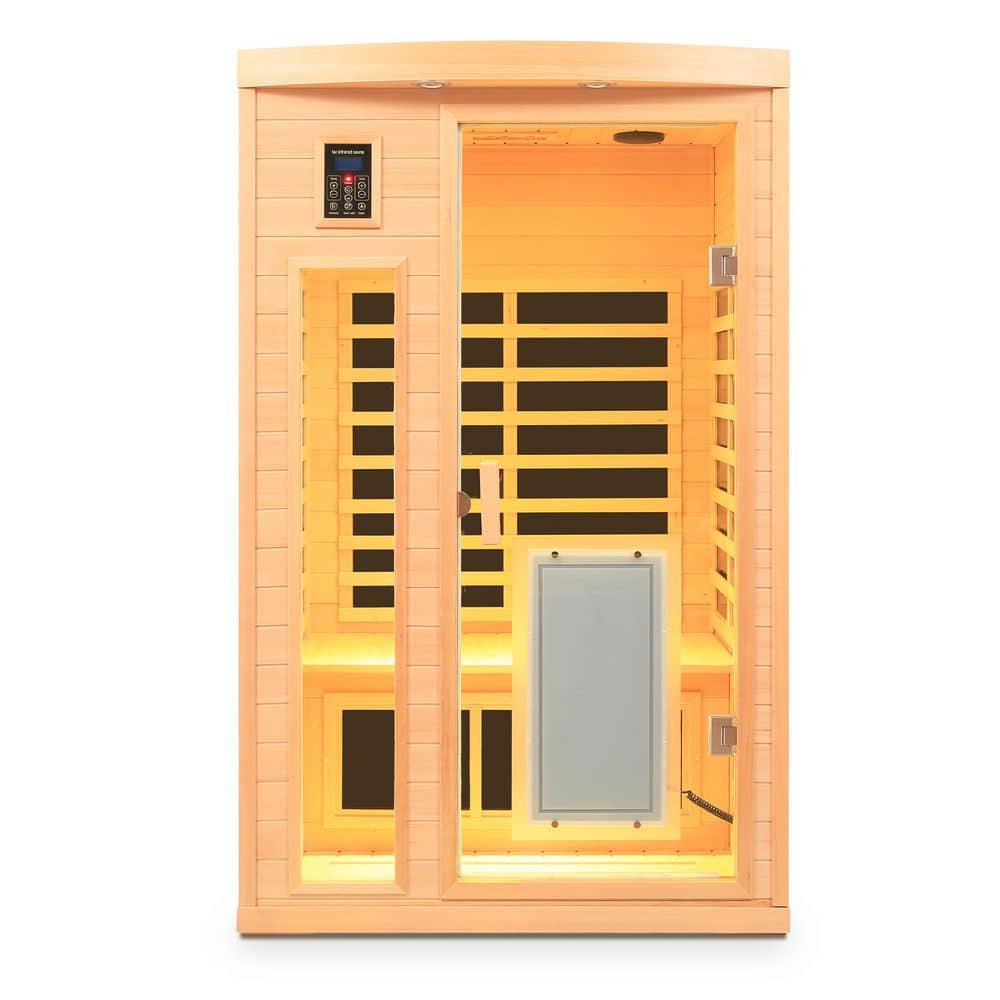 2-Person Natural Wood Far Infrared Hemlock Wood Sauna Room with LED Reading Light price history on PriceWatchPro