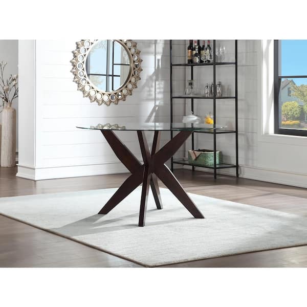 Steve Silver Amalie Glass 48 in. Pedestal Dining Table Seats 4