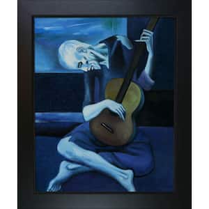 The Old Guitarist by Pablo Picasso New Age Black Framed Oil Painting Art Print 20.75 in. x 24.75 in.