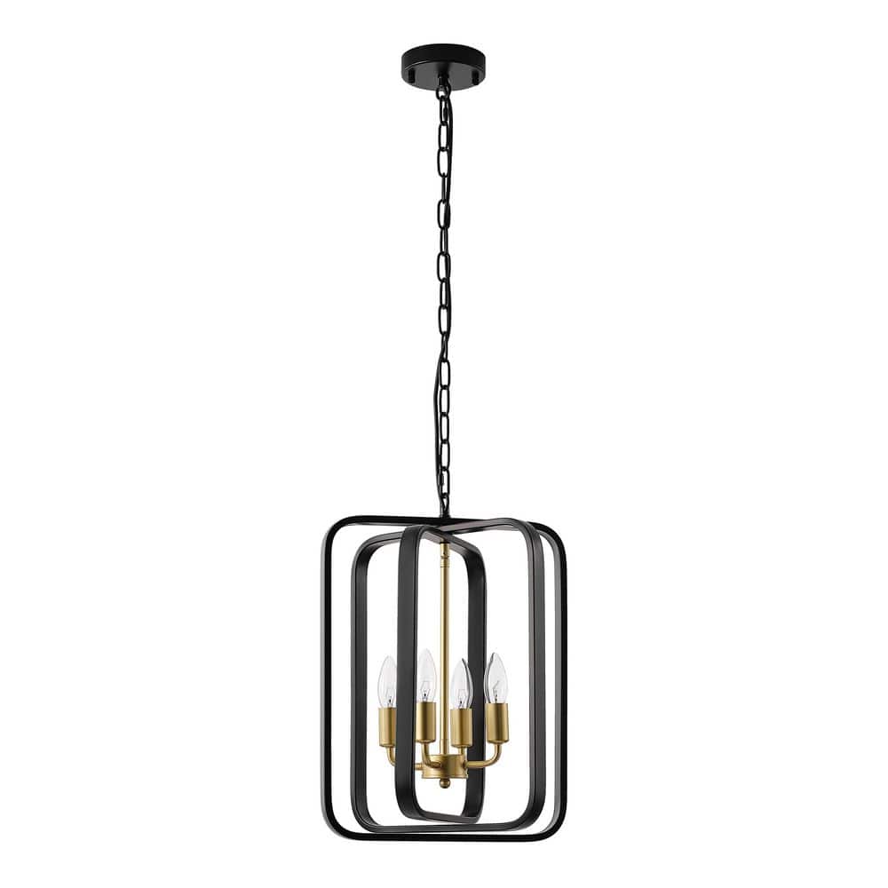 Modern Black and Gold 4-Light Chandelier, E12 Geometric Cage Pendant Light for Dining Room,Kitchen island,Entryway price history on PriceWatchPro