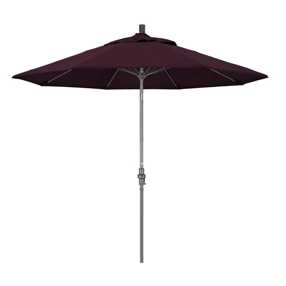 9 ft. Hammertone Grey Aluminum Market Patio Umbrella with Collar Tilt Crank Lift in Purple Pacifica price history on PriceWatchPro