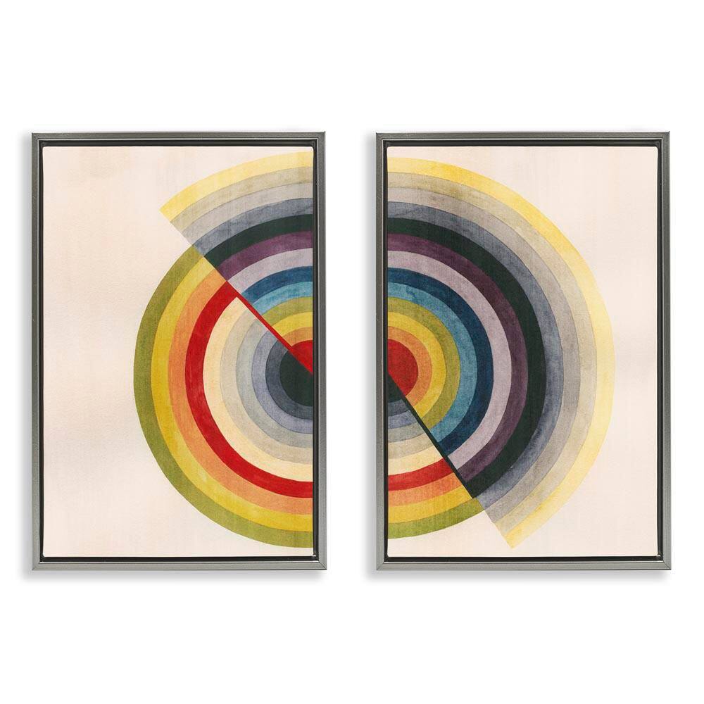 Fading Round Split Circles by Grace Popp 2-Pieces Gray Floater Frame Abstract Graphic Art Print 25 in. x 17 in. price history on PriceWatchPro