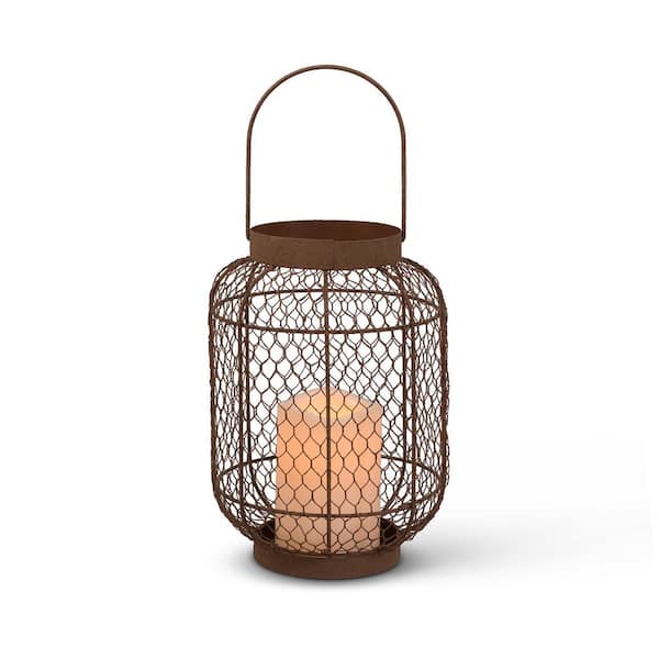 Everlasting Glow 10 in. Rustic Wire Lantern