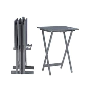 Linon Home Décor Products Grey Acacia Tray Table Set