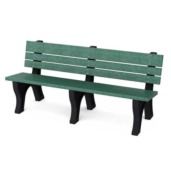 Wildridge Heritage 6 ft. Turf Green and Black HDPE Plastic Outdoor Park Bench