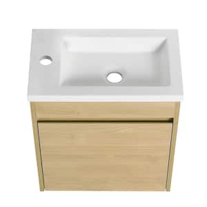17.3 in. W x 10.2 in. D x 19.9 in. H Single Floating Bath Vanity Brown with White Resin Sink