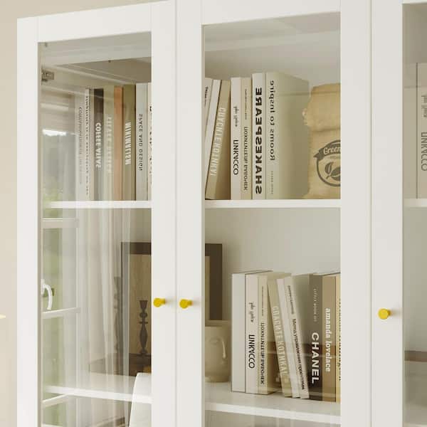 FUFU&GAGA 78.7 in. Tall White Wood 10-Shelf Standard Bookcase with