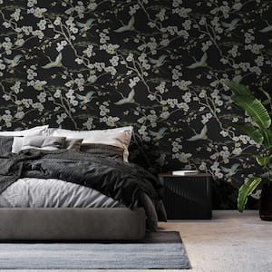 Heron Black Removable Peel and Stick Wallpaper
