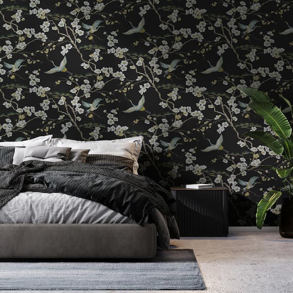 Transform Heron Black Peel and Stick Wallpaper