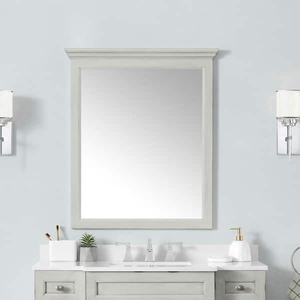 Home Decorators Collection Teagen 29 in. W x 34 in. H Rectangular Framed Beveled Edge Wall Mount Bathroom Vanity Mirror in Vintage Gray
