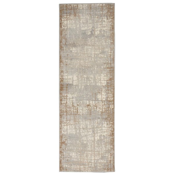 Rush Ivory/Taupe 2 ft. x 7 ft. Abstract Contemporary Runner Area Rug