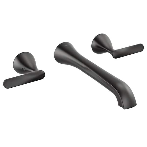 Bonacci Double Handle Wall Mounted Bathroom Faucet in Matte Black