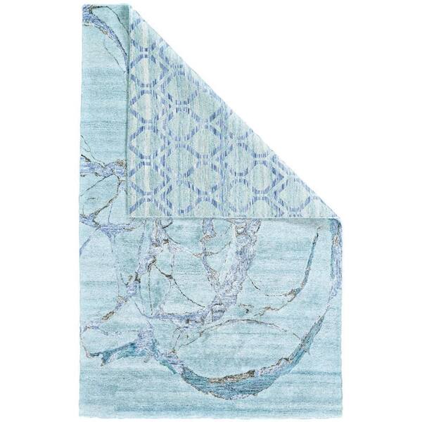 Weave & Wander Agadir Blue 5 ft. x 8 ft. Abstract Viscose Area Rug