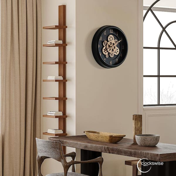 ヴィンテージ風 置時計 ギア可動 CLOCKSWISE 16 in. Industrial Exposed Rotating Gear Wall Clock
