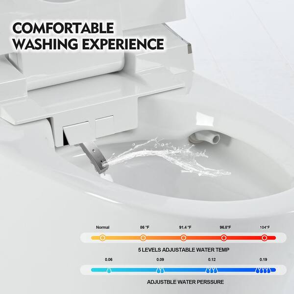 Abruzzo Elongated Smart Bidet Toilet in White with Heated Seat, Remote Control, and Dryer