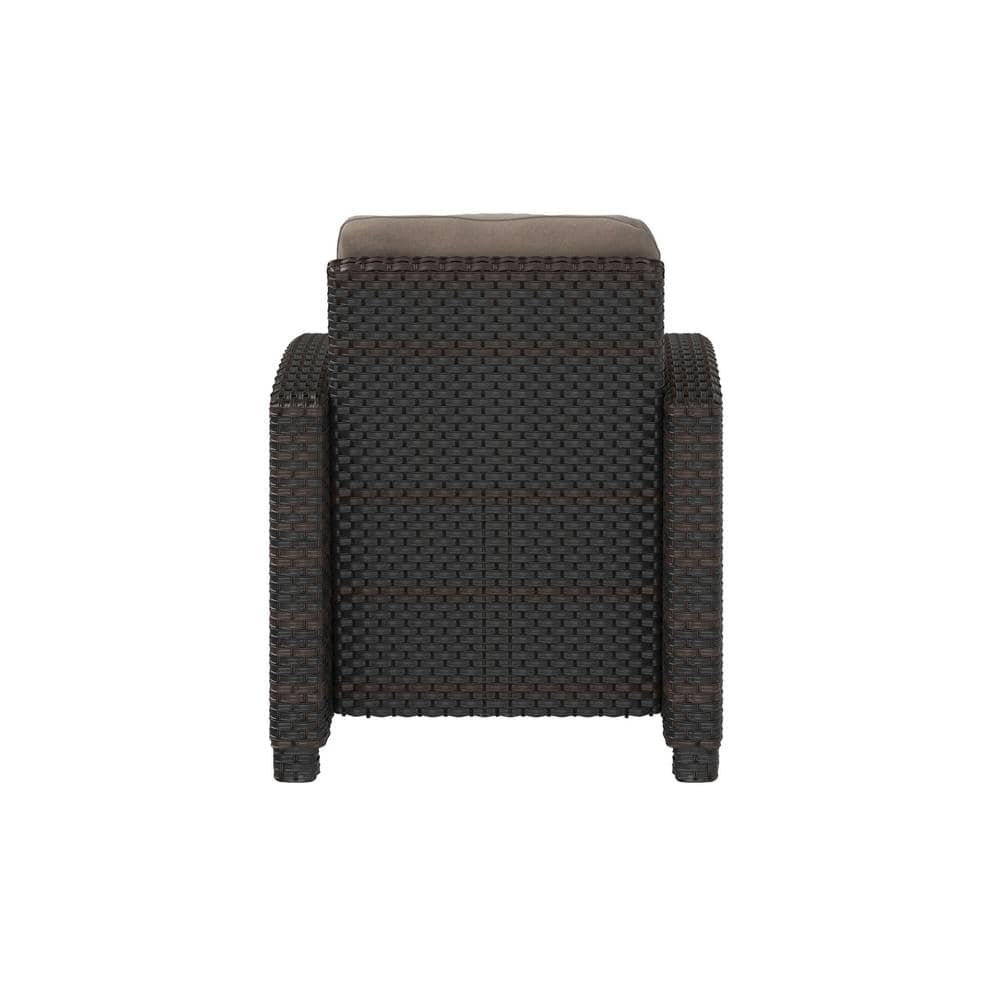 Mocha Wicker Outdoor Club Chair with Khaki Cushions