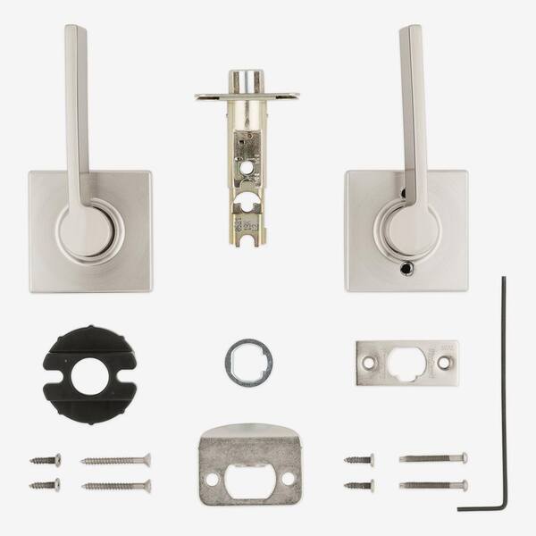 Ladera Satin Nickel Hall and Closet Door Lever with Square Trim Featuring Microban Antimicrobial Technology Ladera Satin Nickel Hall and Closet Door Lever with Square Trim Featuring Microban Antimicrobial Technology