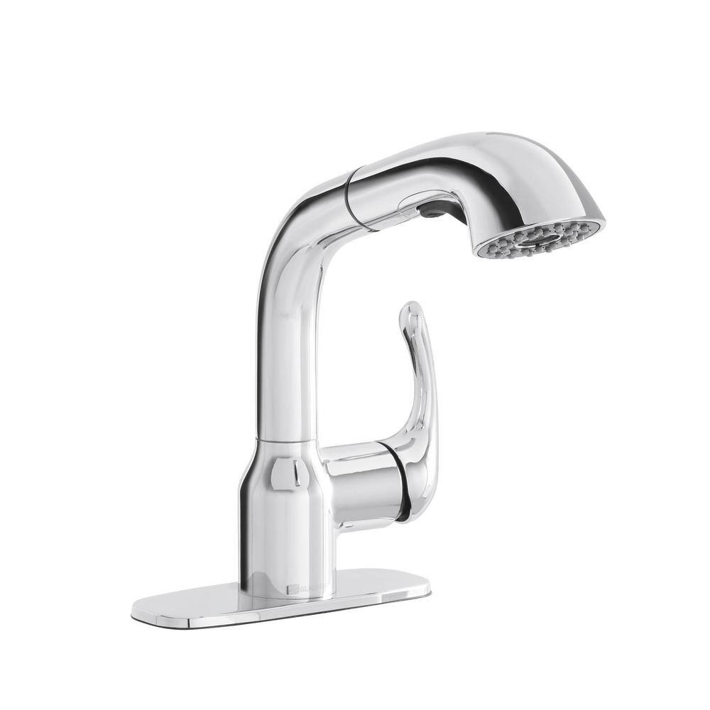 Glacier Bay Dunning Single-Handle Pull-Out Laundry Faucet with Dual Spray Function in Chrome, Grey