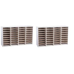 36 Compartment Wood Adjustable Literature Organizer, White (2-Pack)