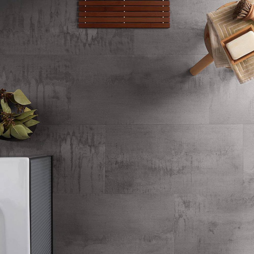 Steel Matte Concrete Look Waterproof Vinyl Floor Tile