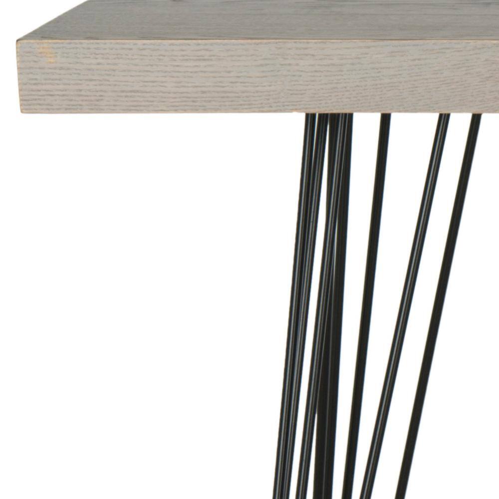 Gray and Black Rectangular Wood and Metal Console Table