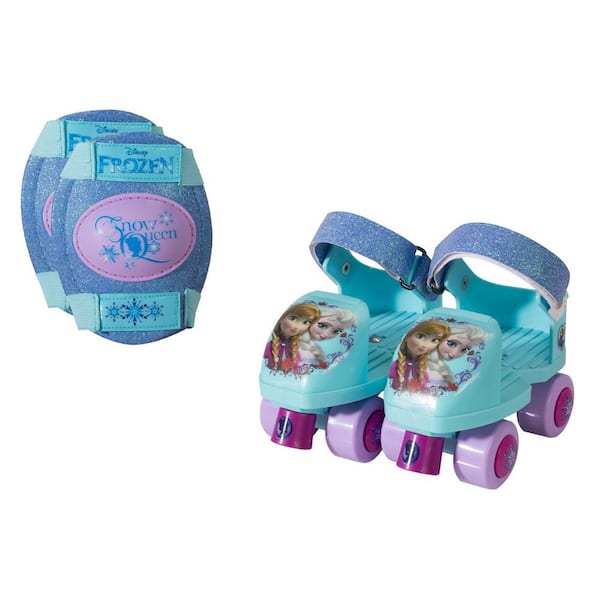 Disney Frozen Glitter Junior Size 6 - 12 Kids Roller Skates with Knee Pads