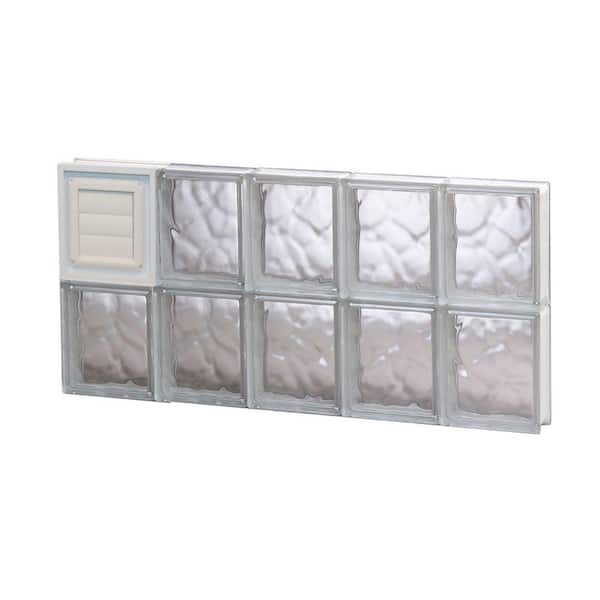 Clearly Secure 28.75 in. x 15.5 in. x 3.125 in. Wave Pattern Frameless Glass Block Window with Dryer Vent