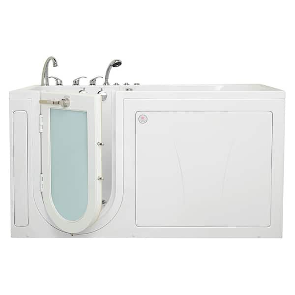 Ella Shak 72 in. x 36 in. Walk-In MicroBubble, Whirlpool and Air Bath Bathtub in White, Foot Massage, Heated Set, Dual Drain