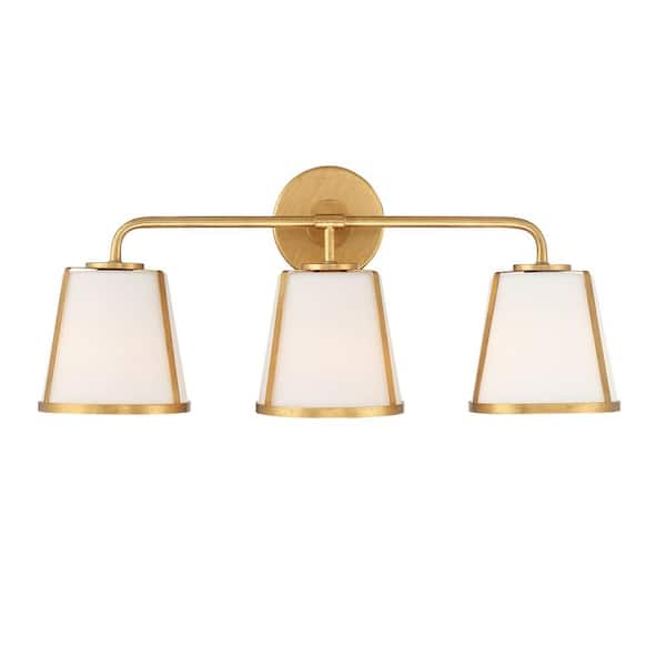 Crystorama Fulton 23.25 in. 3-Light Antique Gold Bathroom Vanity Light ...