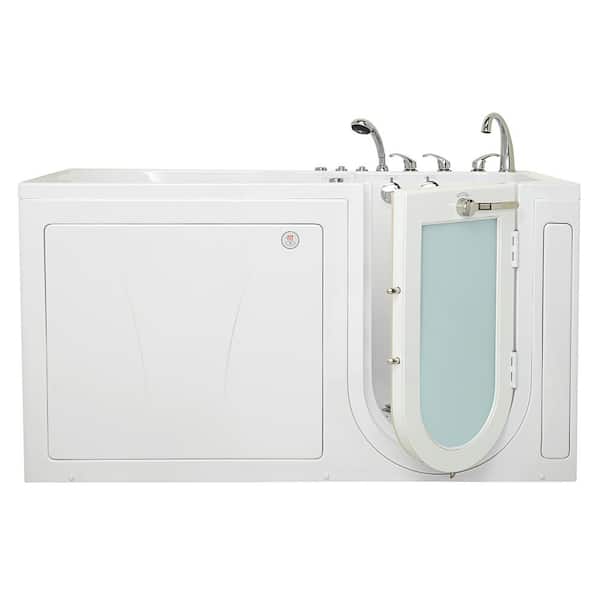 Ella Shak 72 in. x 36 in. Walk-In MicroBubble, Whirlpool and Air Bath Bathtub in White, Foot Massage, Heated Set, Dual Drain