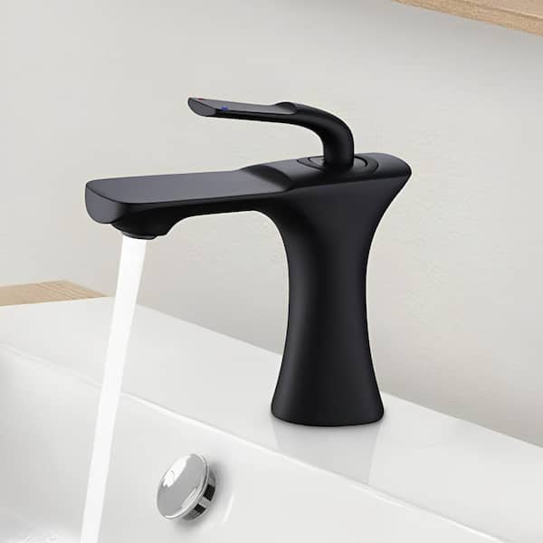 Unbranded Single Handle Single Hole Bathroom Faucet 2.1 GPM, Vanity Faucet with Deckplate Included & Spot Resistant in Matt Black