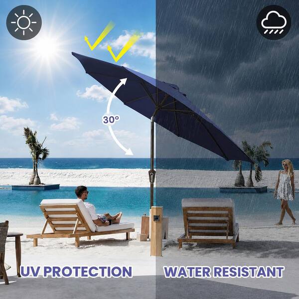 cantilever patio umbrella wind resistant 7.5 ft Iron Pole Cantilever Patio Umbrella, Navy Blue, with UV-protective  waterproof canopy and wind-resistant frame. CF-W113468213