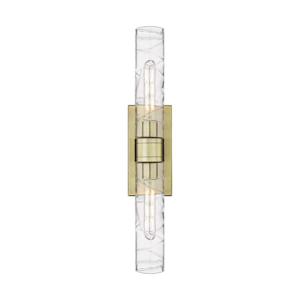 Innovations Ballston Urban 24 in. 2-Light Antique Brass Vanity Light with Glass Shade