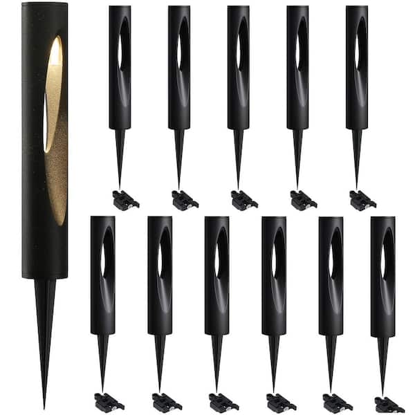 Low Voltage Black Aluminum Integrated LED Hardwired Weather Resistant Outdoor Landscape Path Lights (12-Pack)