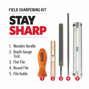 Chainsaw Sharpening Kit - Includes File Guide, 5/32 in. Round File, Flat File and depth gauge adjustment tool 104004