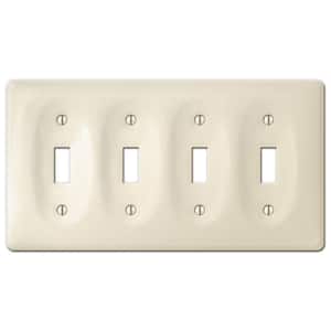 Allena 4 Gang Toggle Ceramic Wall Plate - Biscuit