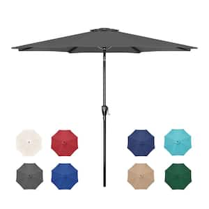 9 ft. Steel Patio Market Umbrella in Gray with Push Button Tilt/Crank