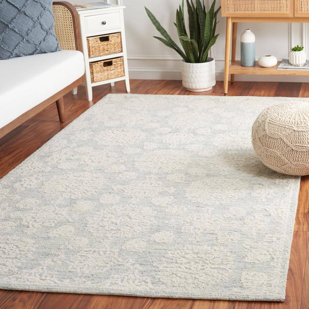 Ivory and Light Grey Hand-Tufted Wool 3' x 5' Area Rug