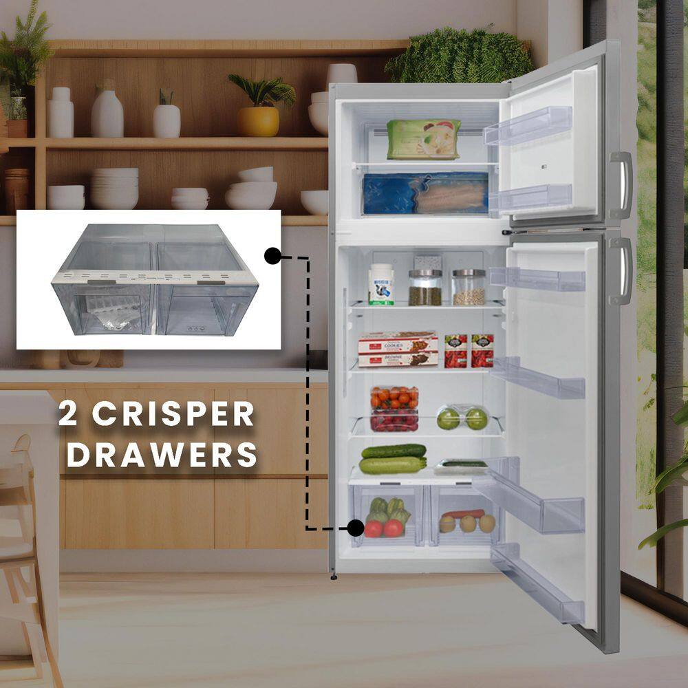 Equator Stainless Steel Energy Star Refrigerator-Freezer with Adjustable Shelves