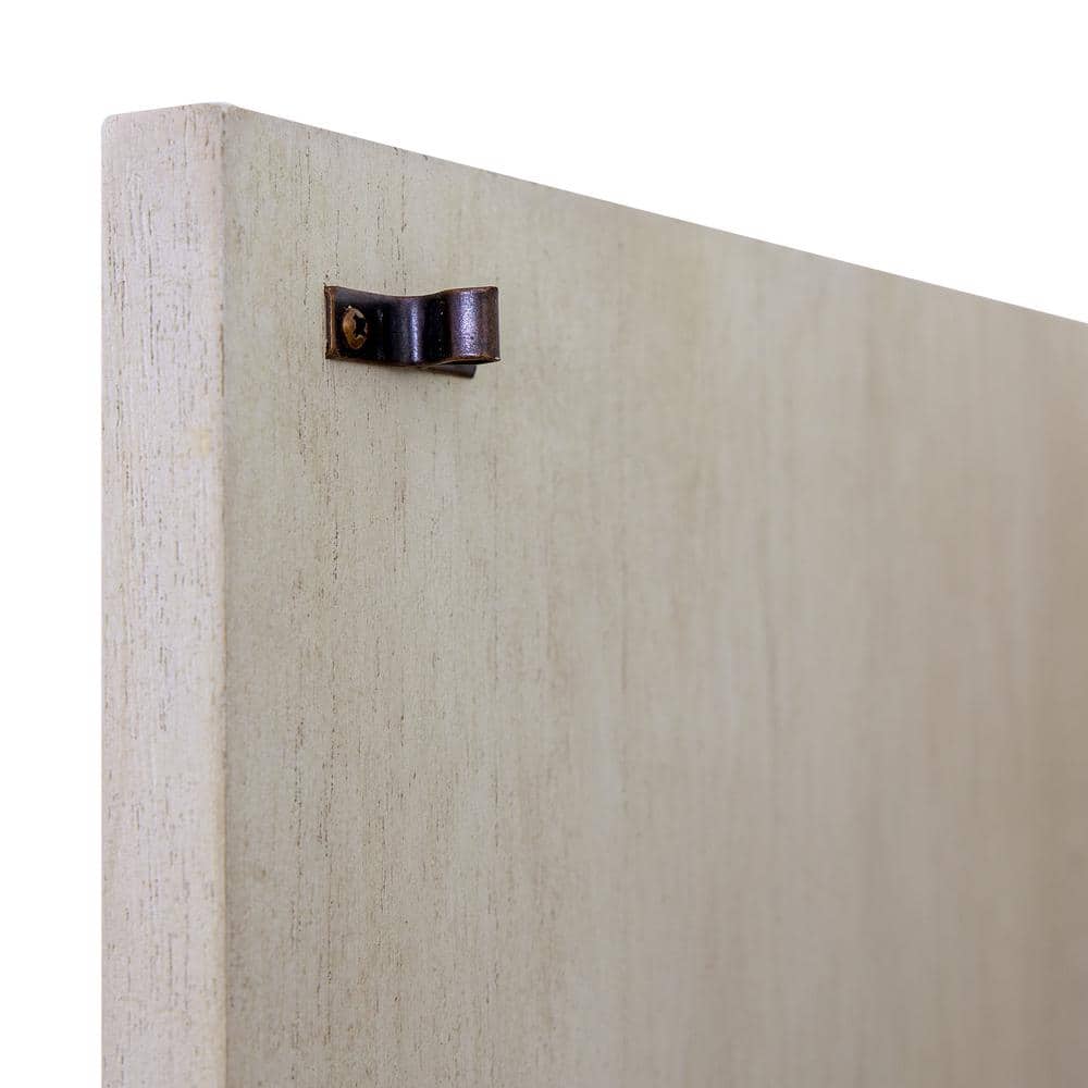Gray Chevron Pattern Solid Wood Accent Cabinet with Brass Hardware