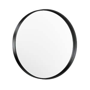 40 in. W x 40 in. H Medium Round Metal Framed Modern Wall Mounted Bathroom Vanity Mirror in Matte Black