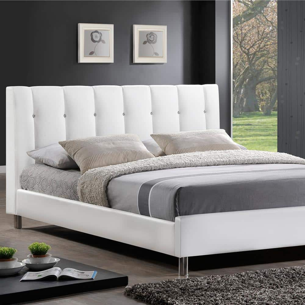 Baxton Studio Vino Transitional White Faux Leather Upholstered