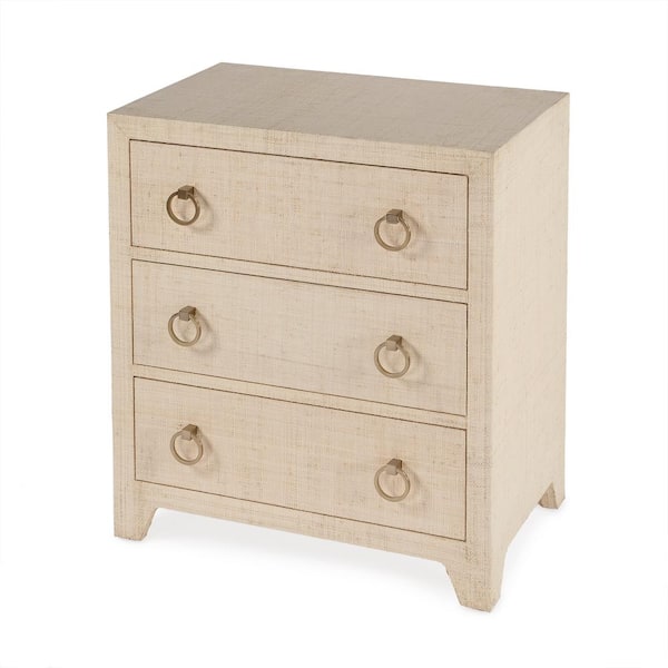 Butler Specialty Company Bar Harbor Natural 3 Drawer 25 in. W Raffia Nightstand