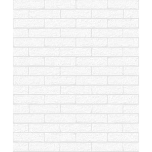 57.5 sq. ft. Off-White Limestone Brick Paintable Paper Unpasted Wallpaper Roll