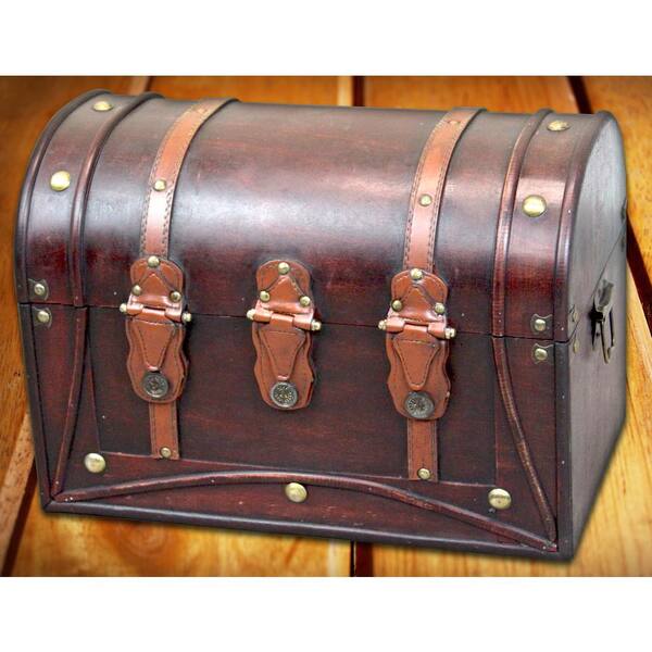 Antique Large Flat Top Storage Chest Vintage Steamer Trunk Leather Straps,  in 2023