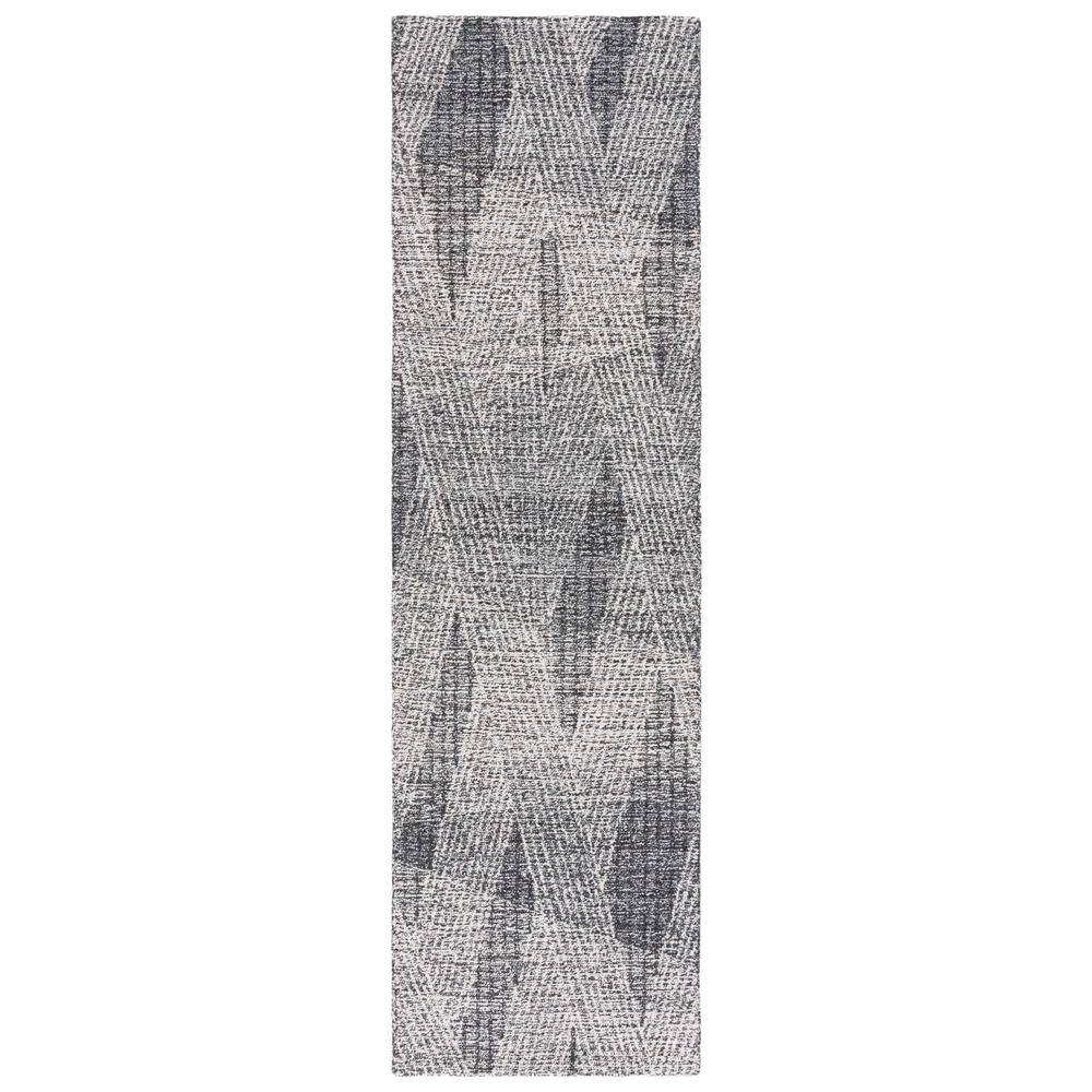 Ivory and Charcoal Wool Handmade Tufted Runner Rug, 2'-3" x 8'
