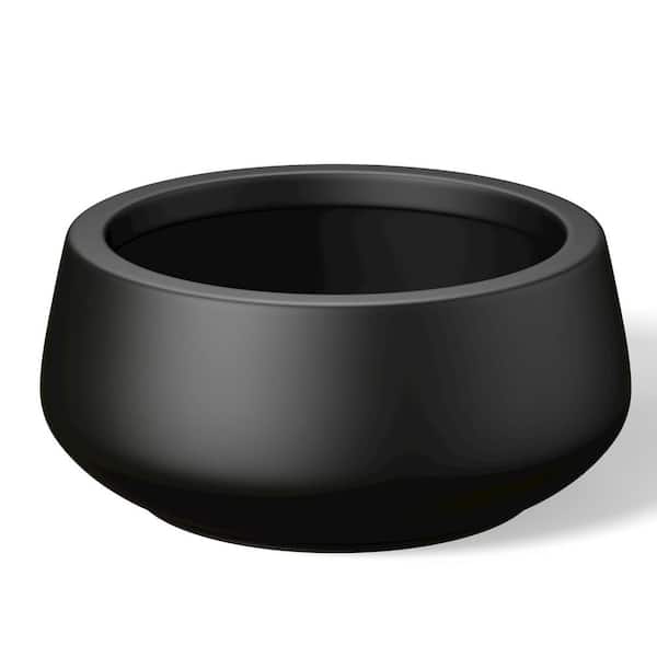 13 in. Medium Charcoal Black (Enhanced Interior) Concrete Round Planter / Pot with Drainage Holes